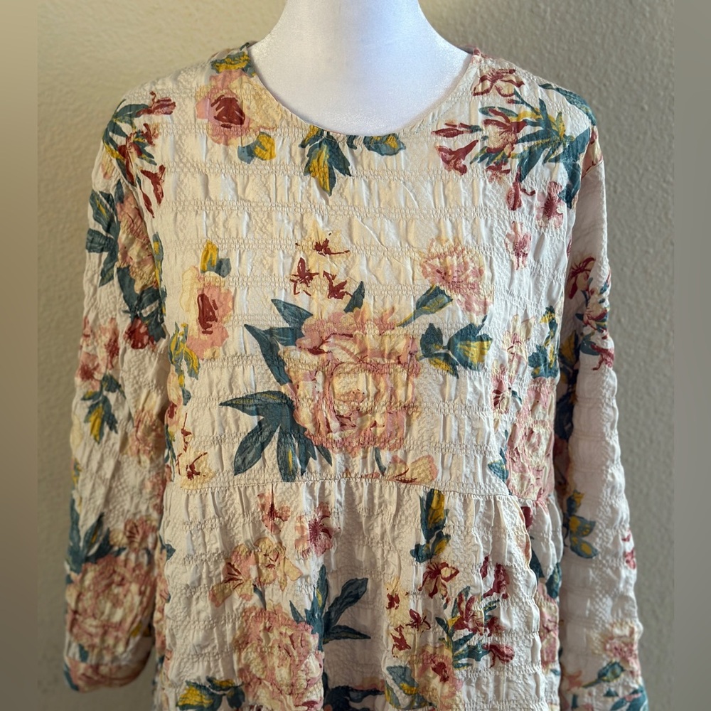Zara Cream Floral Textured Dress - Picture 4 of 4